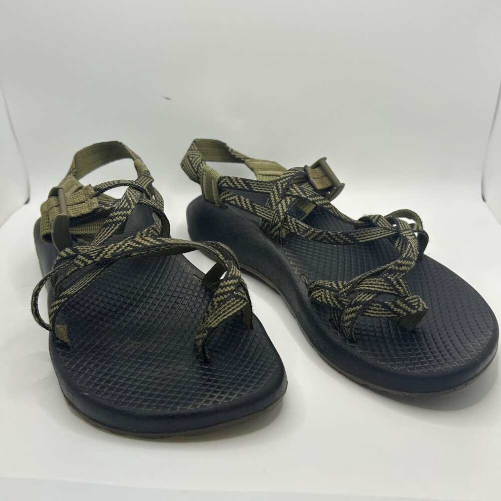 Chaco Womens Classic Sandals Size 8 Black green Webbing Adjustable Straps Durabl
